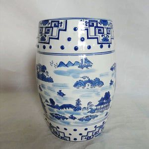 Tang Blue and White Ceramic Garden Stool - Staunton and Henry