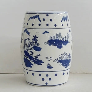 Tang Blue and White Ceramic Garden Stool - Staunton and Henry