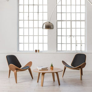 Nordic Smile Shell Chair Modern Designer Single Sofa Leather Wood - Staunton and Henry