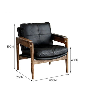 Mairhk Retro Nordic Leisure Armchair Solid Wood Leather - Staunton and Henry