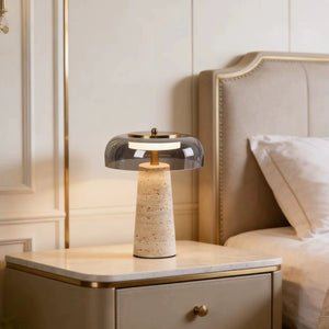 Halo Travertine Wabi Sabi Table Lamp - Staunton and Henry
