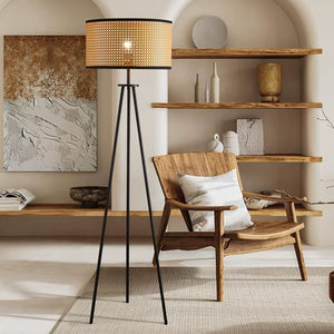 Kyoto Rattan Tripod Floor Lamp - Staunton and Henry