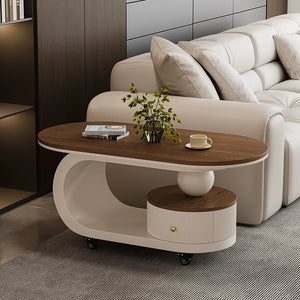 Modern Stone and Wood Moveable Coffee Table - Staunton and Henry
