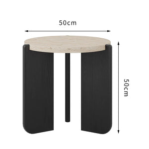 Nuevo Travertine and Wood Wabi-Sabi Coffee Table - Staunton and Henry