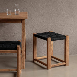 Mika Woven Rope and Wood Stool