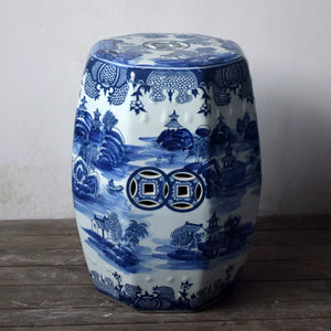 Jinghua Blue and White Chinese Ceramic Stool - Staunton and Henry