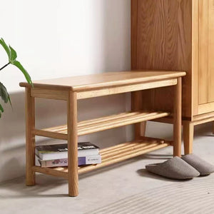 Yuki Oak Wood Shoe Bench - Staunton and Henry