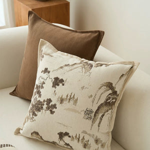 Orient Beige & Cream Chenille Jacquard Cushion Cover Set - Staunton and Henry