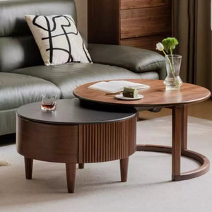 Floyd Mid-Century Wood and Stone Coffee Table - Staunton and Henry