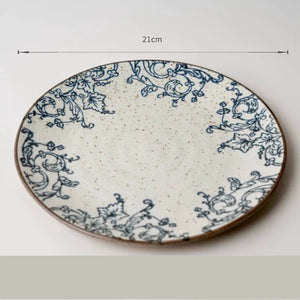 Hand-Painted Stoneware Breakfast Plate 21cm Underglaze Ceramic Dinner Dish