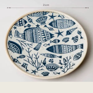 Hand-Painted Stoneware Breakfast Plate 21cm Underglaze Ceramic Dinner Dish - Staunton and Henry