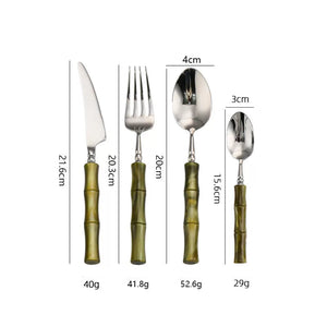 Jade Bamboo Handle Stainless Steel Cutlery Set - Staunton and Henry