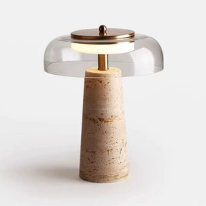 Halo Travertine Wabi Sabi Table Lamp - Staunton and Henry