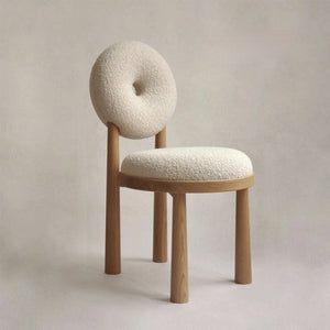 Mochi Natural Wood Flocked Fabric Dining Chair - Staunton and Henry