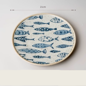 Hand-Painted Stoneware Breakfast Plate 21cm Underglaze Ceramic Dinner Dish - Staunton and Henry