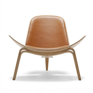 Nordic Smile Shell Chair Modern Designer Single Sofa Leather Wood - Staunton and Henry