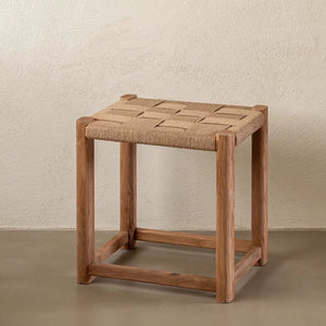 Mika Woven Rope and Wood Stool