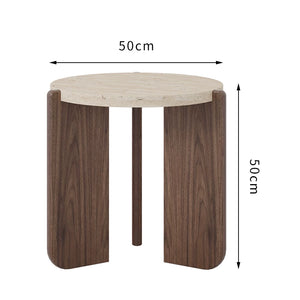 Nuevo Travertine and Wood Wabi-Sabi Coffee Table - Staunton and Henry
