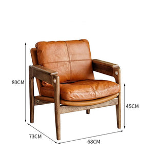 Mairhk Retro Nordic Leisure Armchair Solid Wood Leather - Staunton and Henry