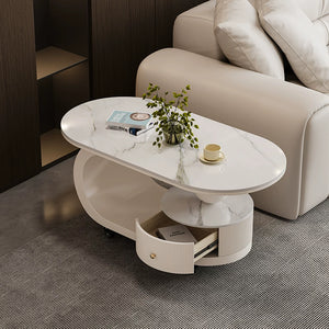 Modern Stone and Wood Moveable Coffee Table - Staunton and Henry