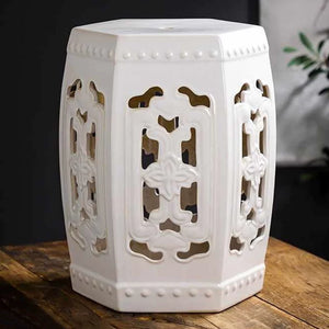 Ivory Cloud Ceramic Garden Stool