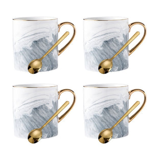 Marble and Gold Coffee Mug - With Matching Teaspoon - Staunton and Henry