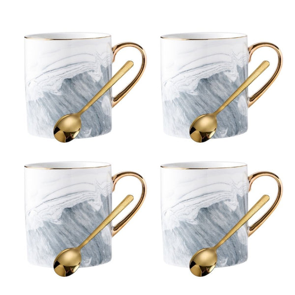 Marble and Gold Coffee Mug - With Matching Teaspoon - Staunton and Henry