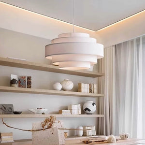 Halo Tiered White Fabric Pendant Light - Staunton and Henry