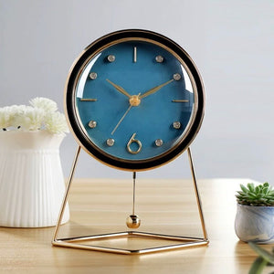 Sidney Mid-Century Gold Pedulum Desk Clock