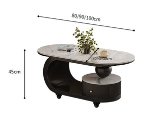 Modern Stone and Wood Moveable Coffee Table - Staunton and Henry