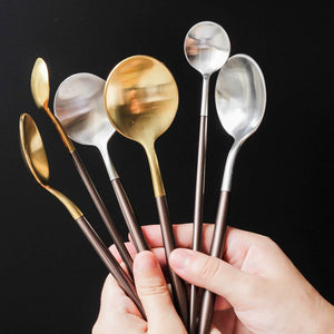 Leon Stainless Steel Cutlery Set with Brown Handles - Staunton and Henry