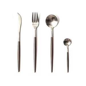 Leon Stainless Steel Cutlery Set with Brown Handles - Staunton and Henry