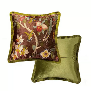 Velvet Oriental Garden Throw Cushion - Staunton and Henry