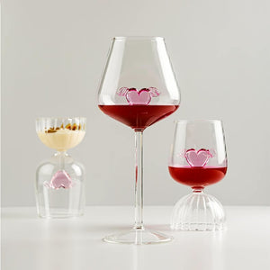 Pink love heart goblet wine glasses (1 pair) - Staunton and Henry
