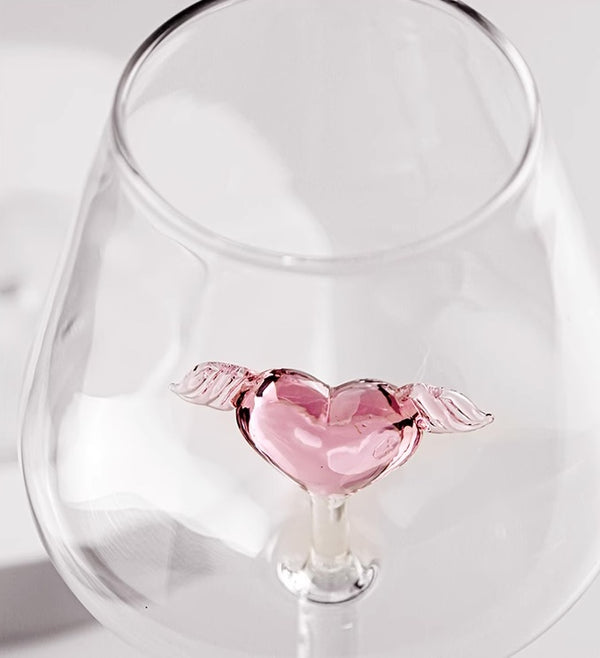 Pink love heart goblet wine glasses (1 pair) - Staunton and Henry