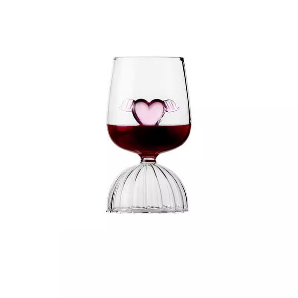 Pink love heart goblet wine glasses (1 pair) - Staunton and Henry