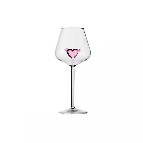 Pink love heart goblet wine glasses (1 pair) - Staunton and Henry