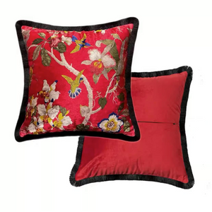 Velvet Oriental Garden Throw Cushion - Staunton and Henry