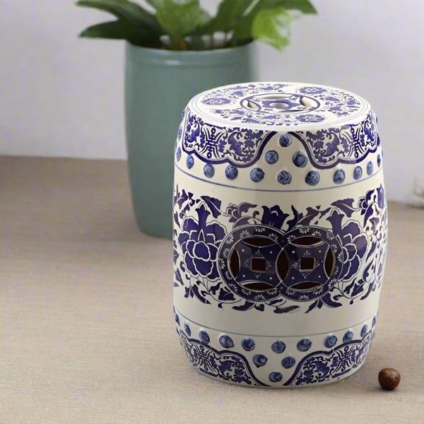 Blue and White Chinese Ceramic Stool