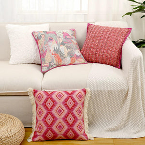 Avery Jacquard Pink Parrot Cushion Cover
