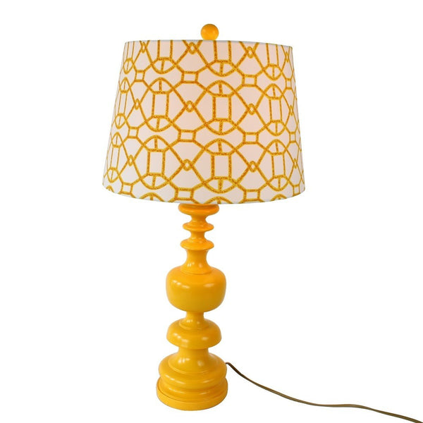 Modern Yellow Lamp & Patterned Shade - Staunton and Henry