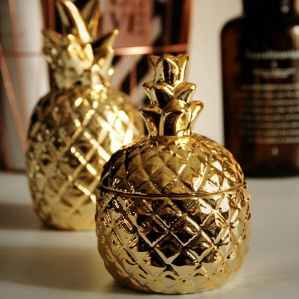 Ceramic Gold Pineapple Container - Staunton and Henry