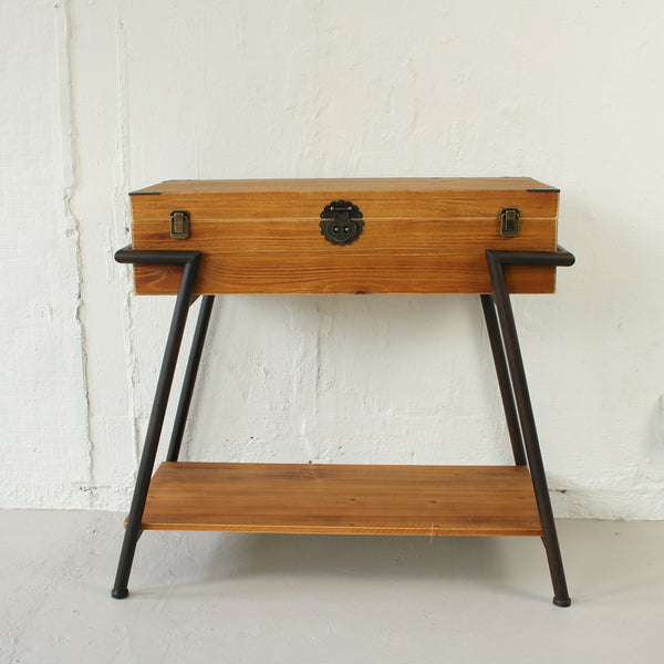 Vintage Style Wood & Steel Console Table Chest - Staunton and Henry
