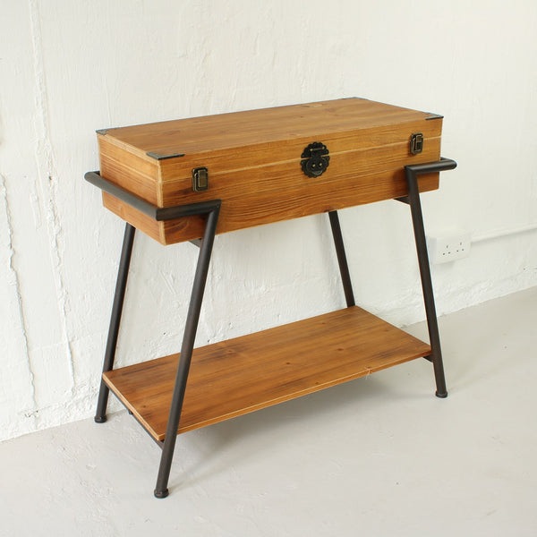 Vintage Style Wood & Steel Console Table Chest - Staunton and Henry