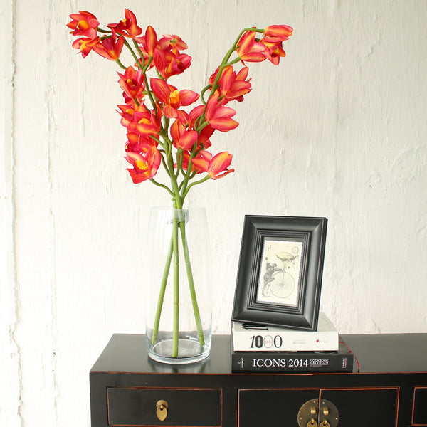 Pink Cymbidium Orchid Silk Flowers - Set of 3 Stems - Staunton and Henry
