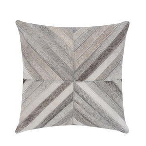 Cream and Grey Cowhide Throw Cushion - Staunton and Henry