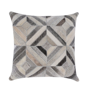 Cream and Grey Cowhide Throw Cushion - Staunton and Henry