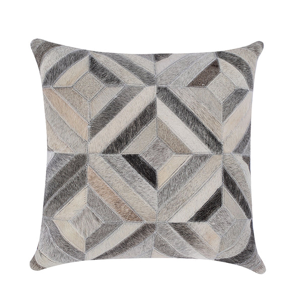Cream and Grey Cowhide Throw Cushion - Staunton and Henry