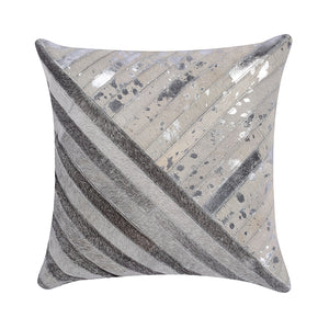 Cream and Grey Cowhide Throw Cushion - Staunton and Henry