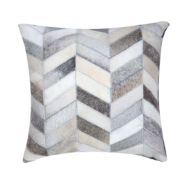 Cream and Grey Cowhide Throw Cushion - Staunton and Henry